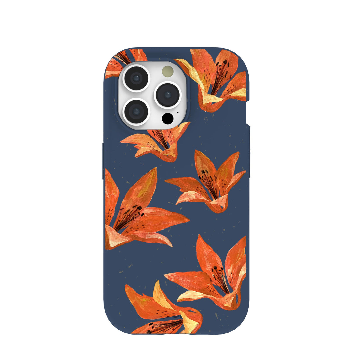 Navy Blue Tiger Lily iPhone 15 Pro Case