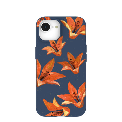 Navy Blue Tiger Lily iPhone 16e/17e Case