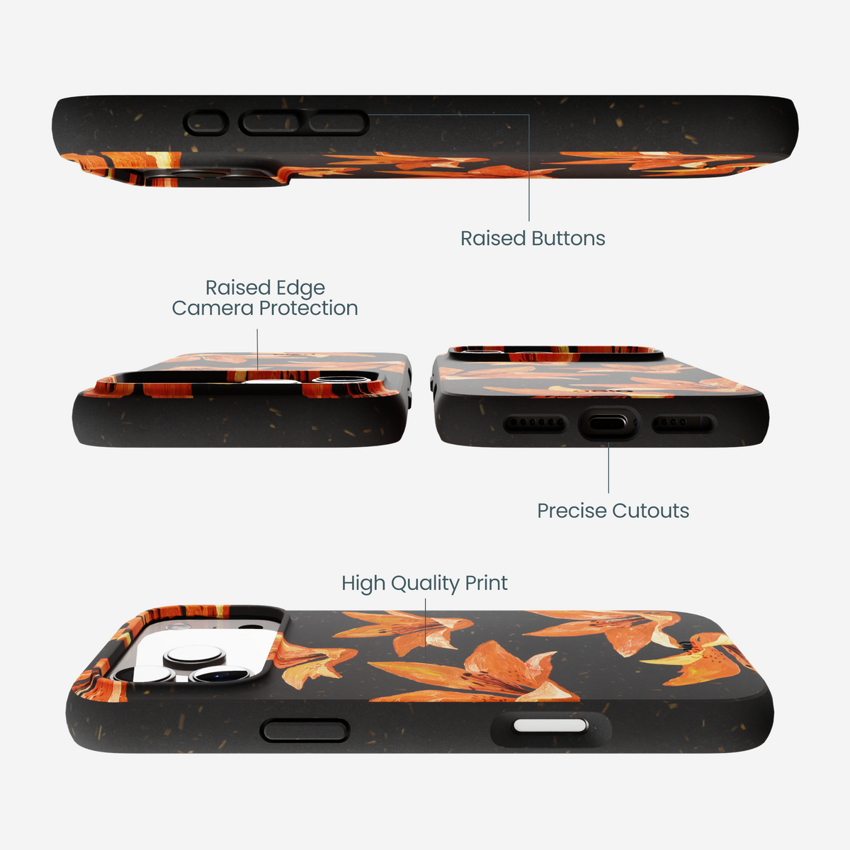 Black Tiger Lily iPhone 17 Pro Max Case