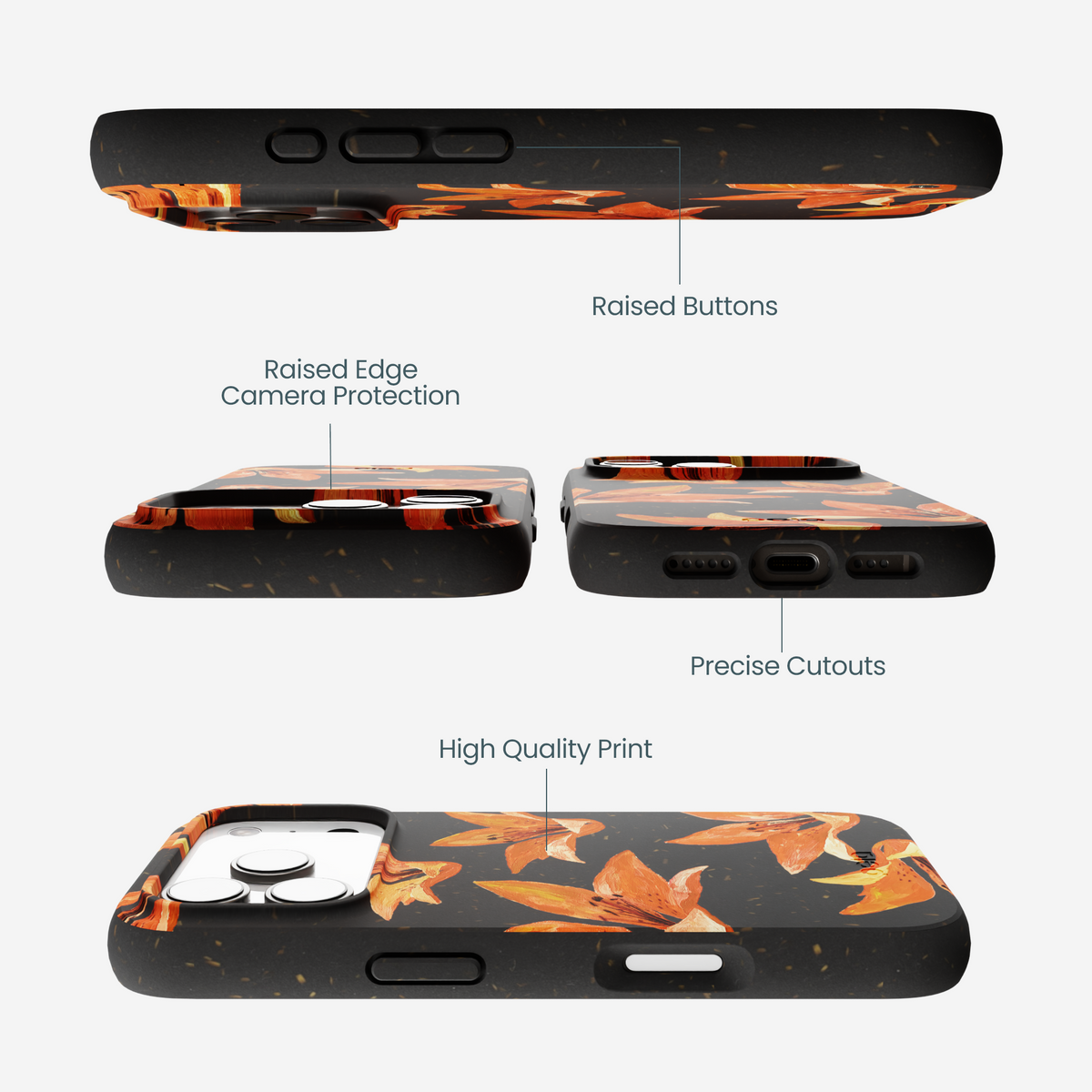 Black Tiger Lily iPhone 17 Pro Case