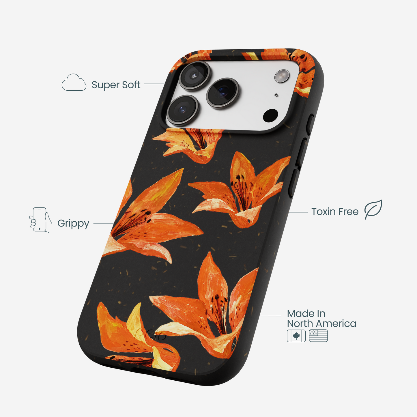 Black Tiger Lily iPhone 17 Pro Case