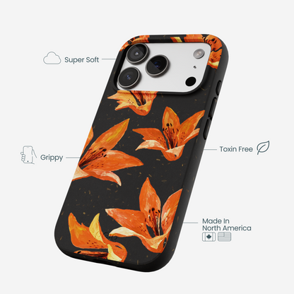 Black Tiger Lily iPhone 17 Pro Case