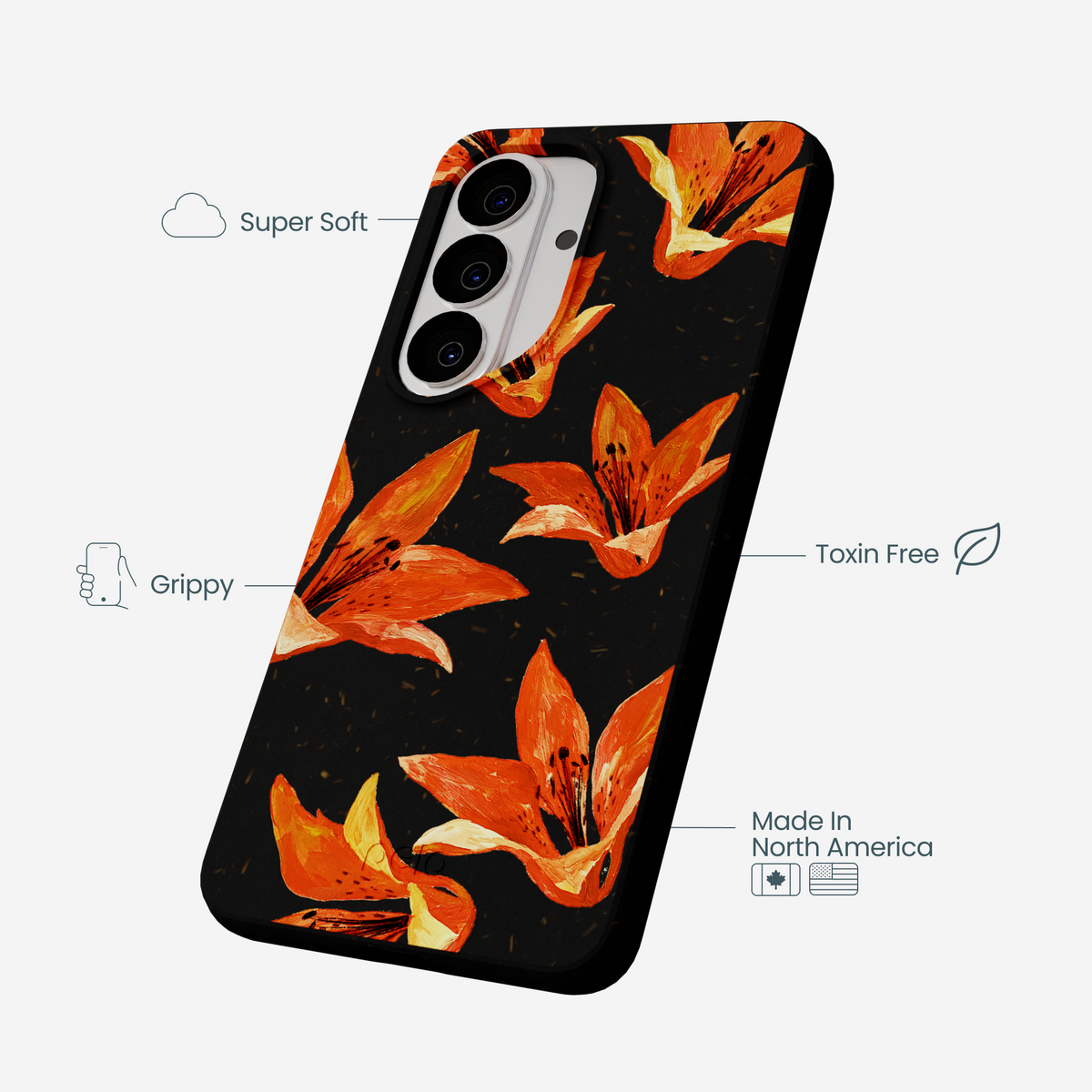 Black Tiger Lily Samsung Galaxy S26 Case