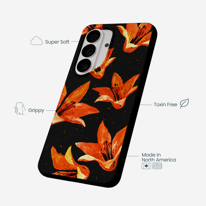 Black Tiger Lily Samsung Galaxy S26 Case