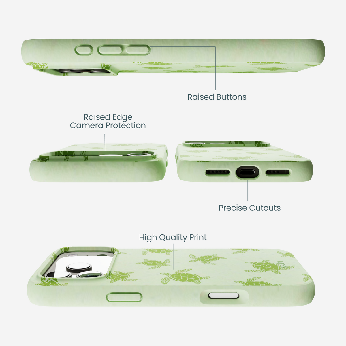 Sage Green Tiny Turtles iPhone 17 Pro Max Case