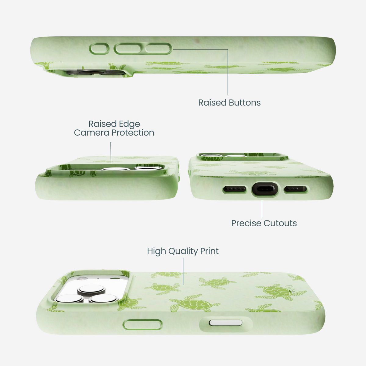 Sage Green Tiny Turtles iPhone 17 Pro Case