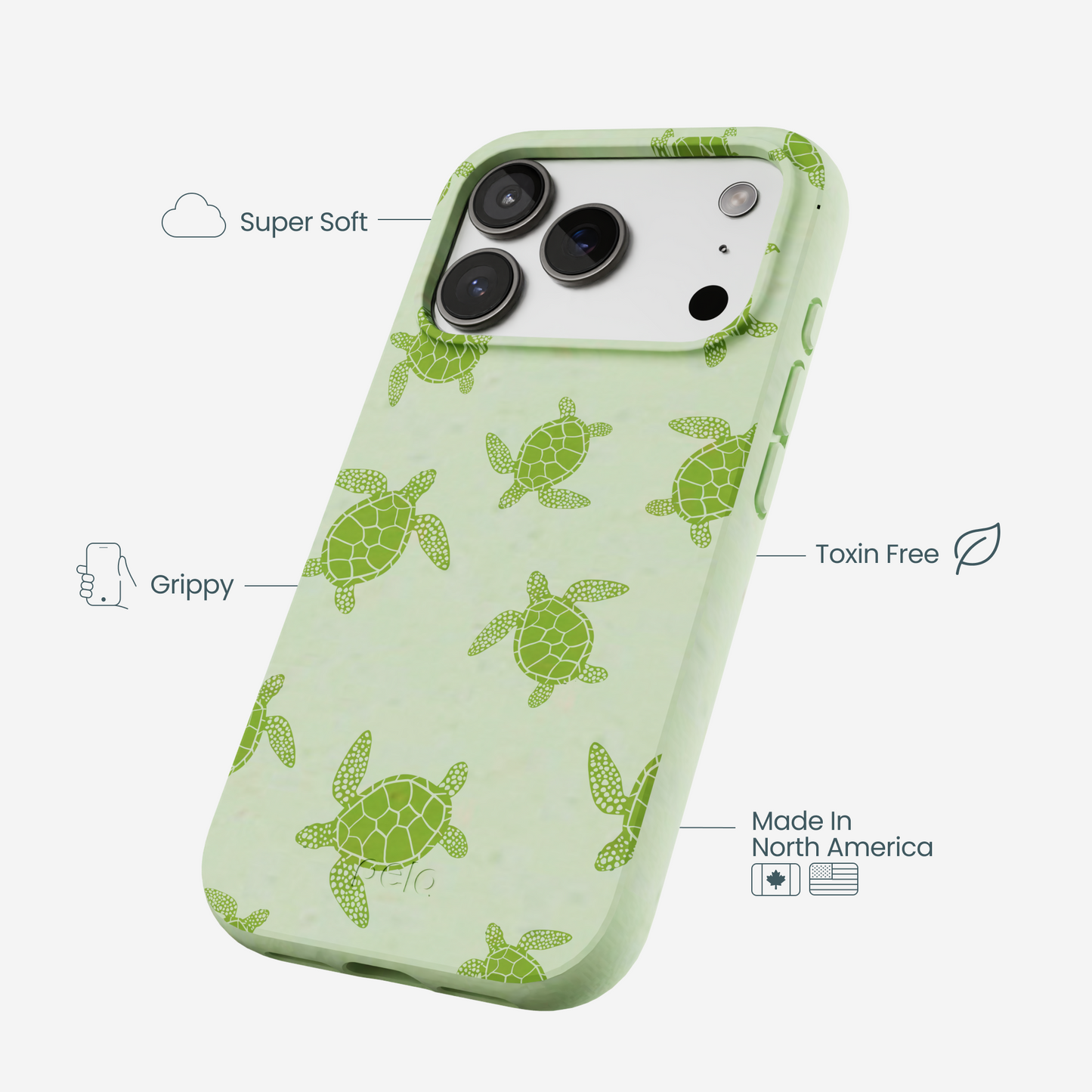 Sage Green Tiny Turtles iPhone 17 Pro Case