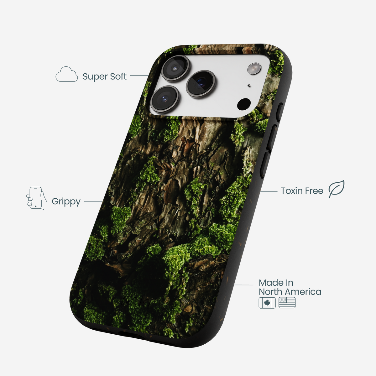 Black Tree Bark iPhone 17 Pro Case