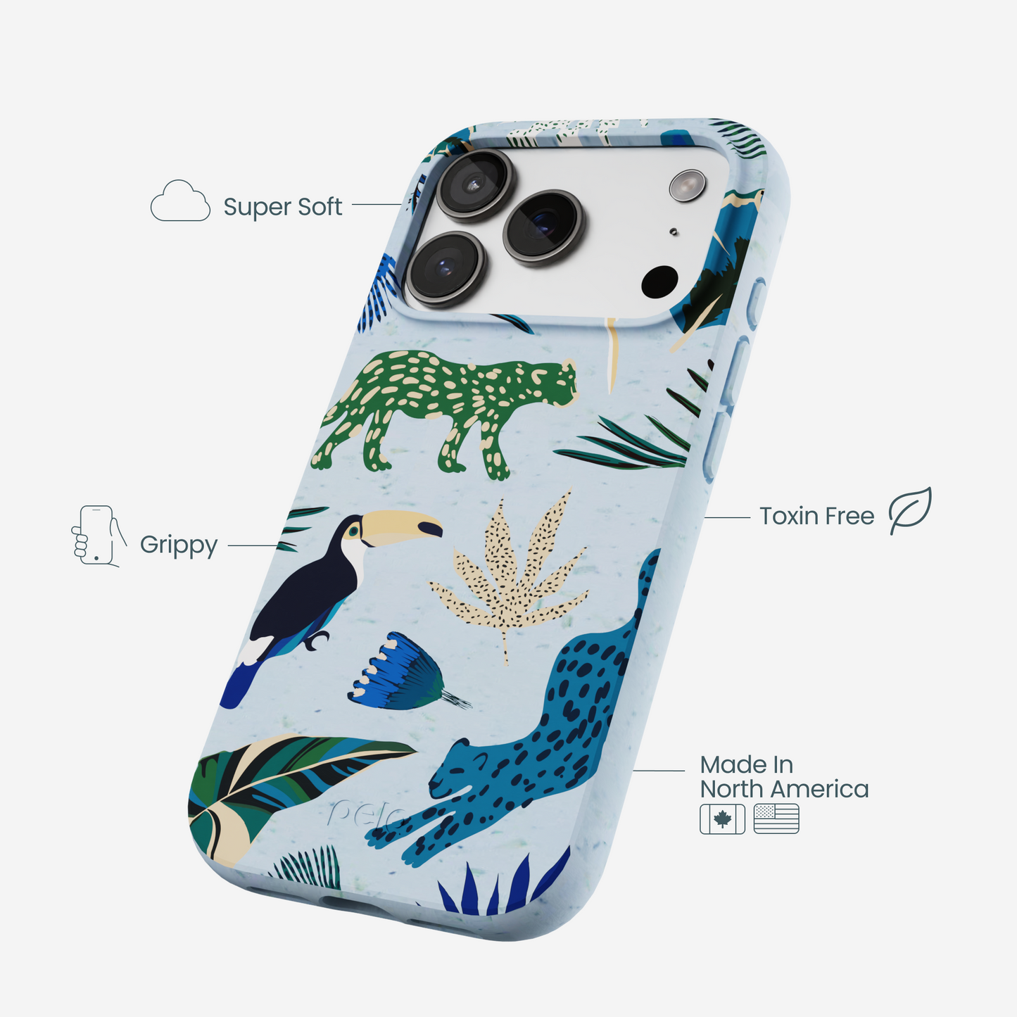 Powder Blue Tropical Rainforest iPhone 17 Pro Case