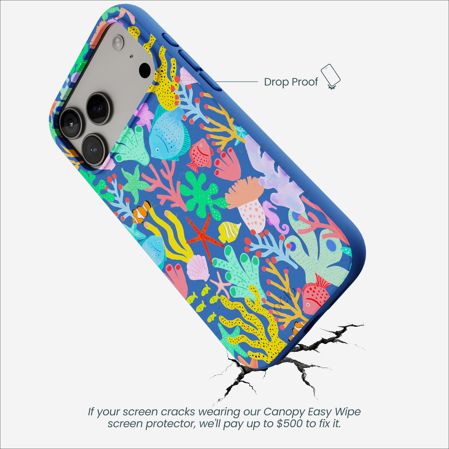 Electric Blue Underwater Blooms iPhone 17 Pro Max Case
