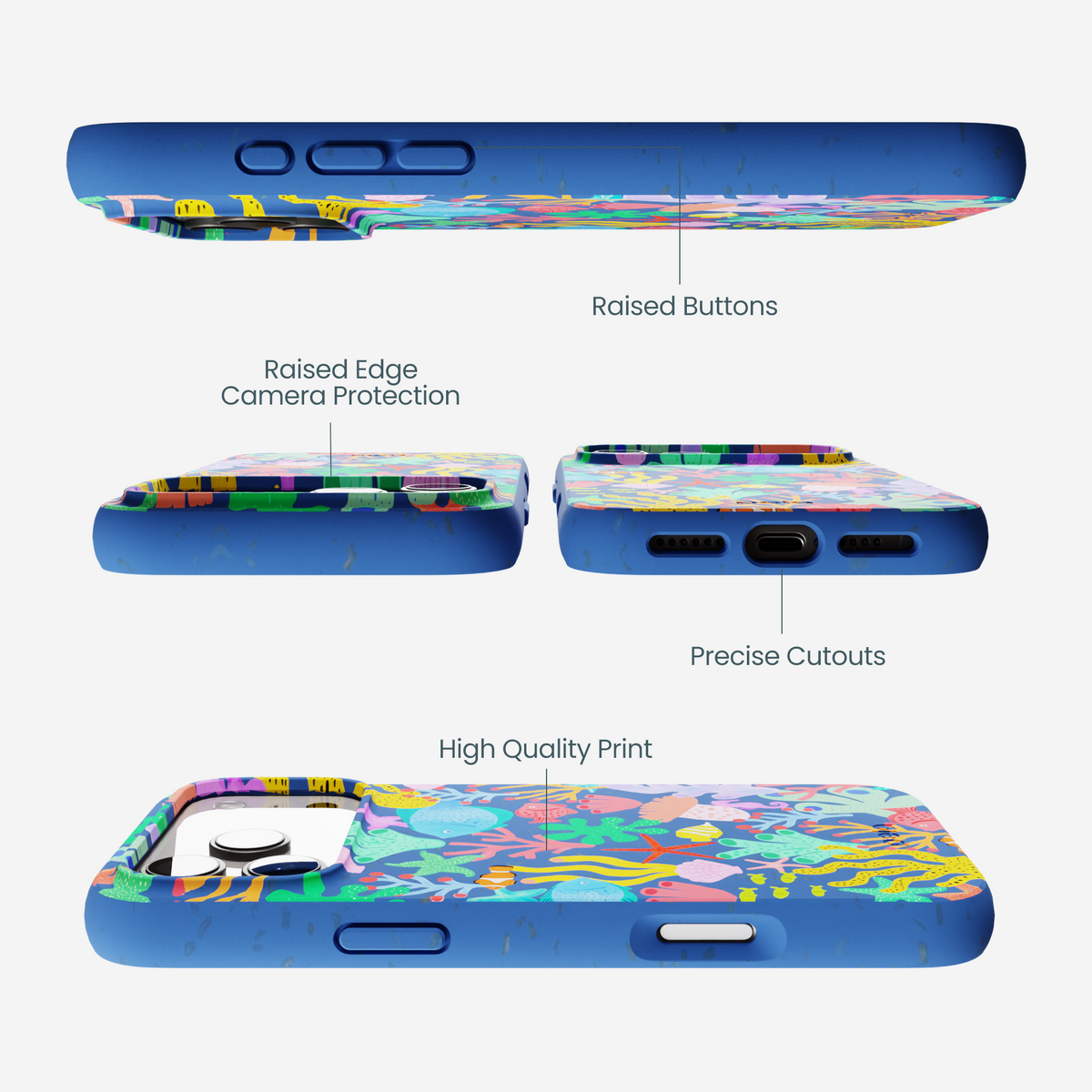 Electric Blue Underwater Blooms iPhone 17 Pro Max Case