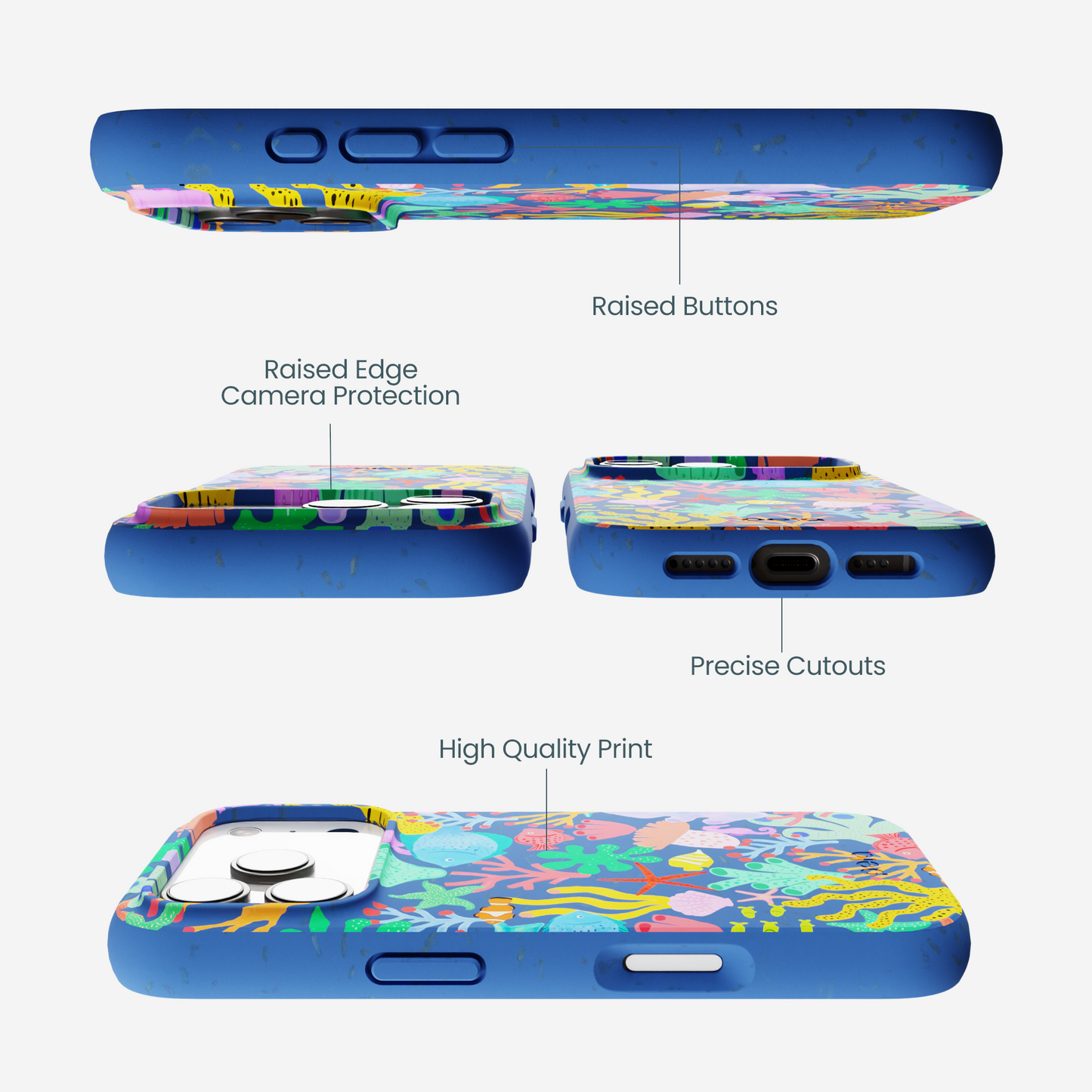 Electric Blue Underwater Blooms iPhone 17 Pro Case