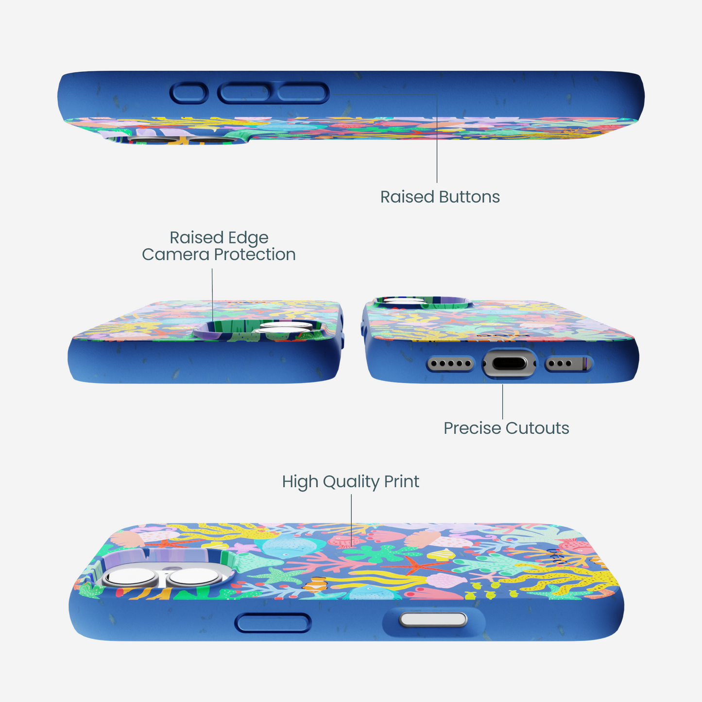 Electric Blue Underwater Blooms iPhone 17 Case