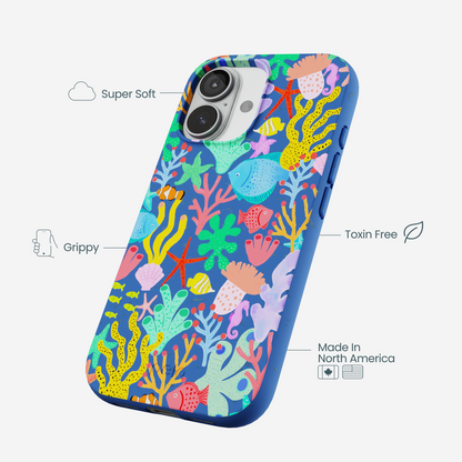Electric Blue Underwater Blooms iPhone 17 Case