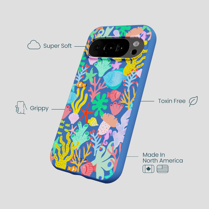 Electric Blue Underwater Blooms Google Pixel 10/10 Pro Case