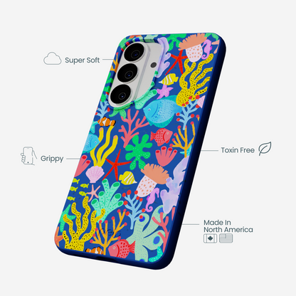 Electric Blue Underwater Blooms Samsung Galaxy S26 Case