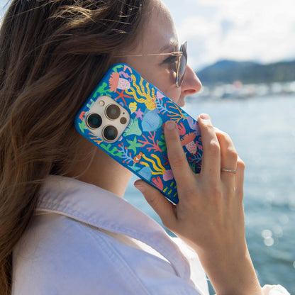 Electric Blue Underwater Blooms iPhone 17 Pro Max Case