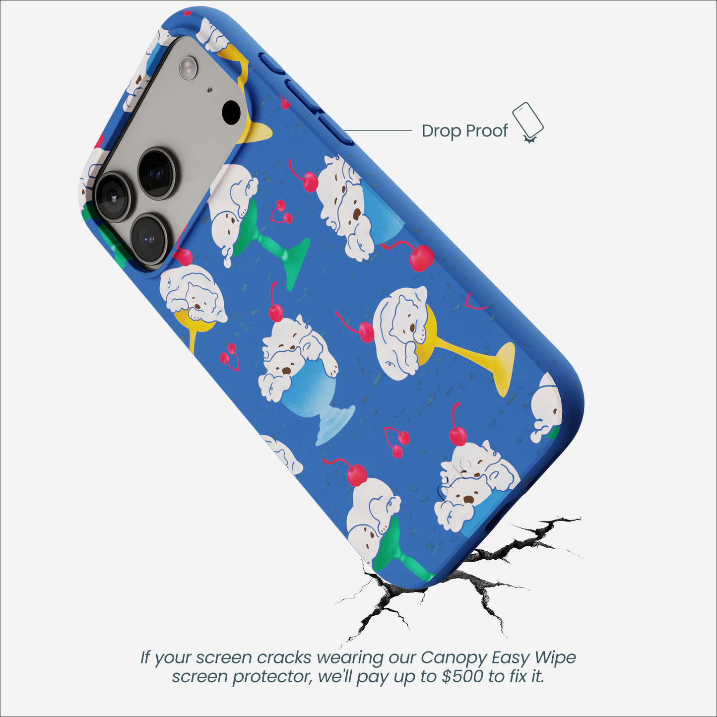 Electric Blue Vanilla Bear iPhone 17 Pro Max Case