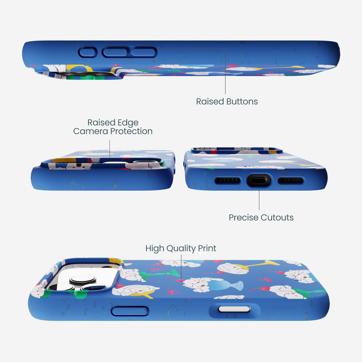 Electric Blue Vanilla Bear iPhone 17 Pro Max Case