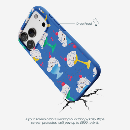 Electric Blue Vanilla Bear iPhone 17 Pro Case