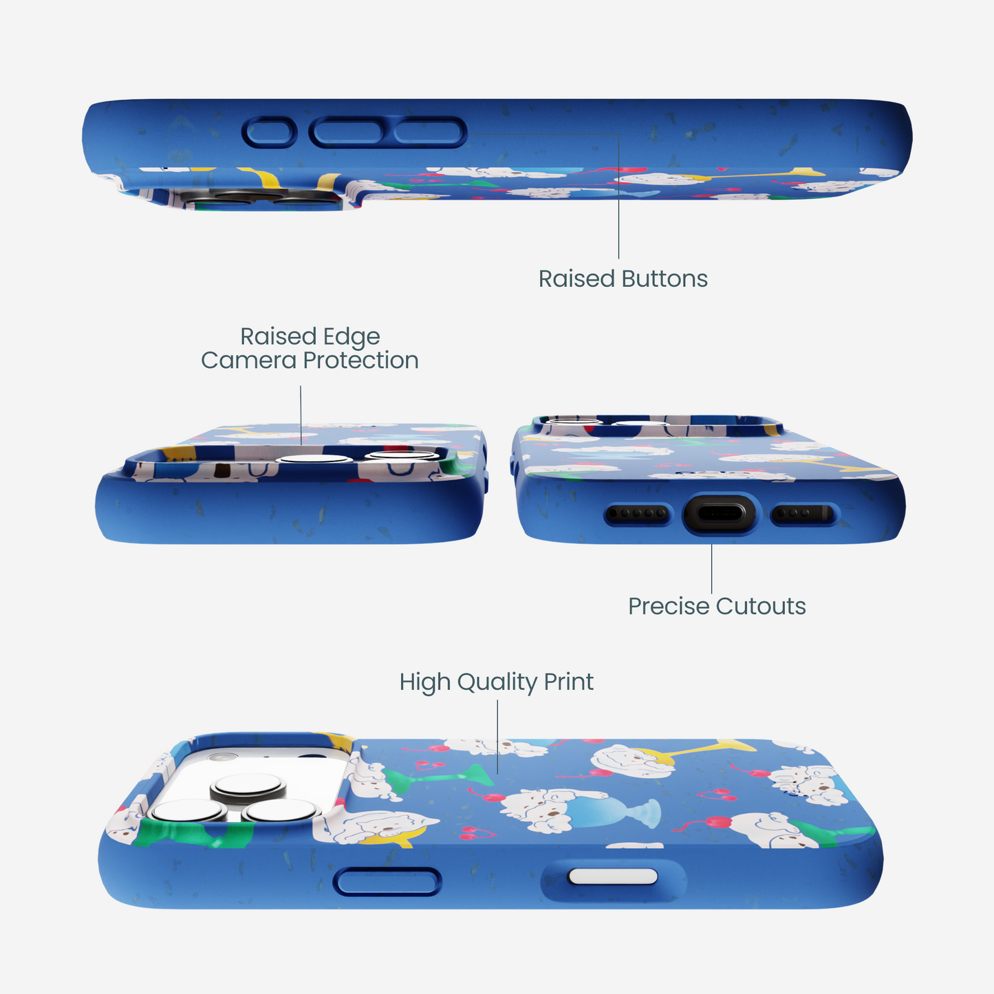Electric Blue Vanilla Bear iPhone 17 Pro Case