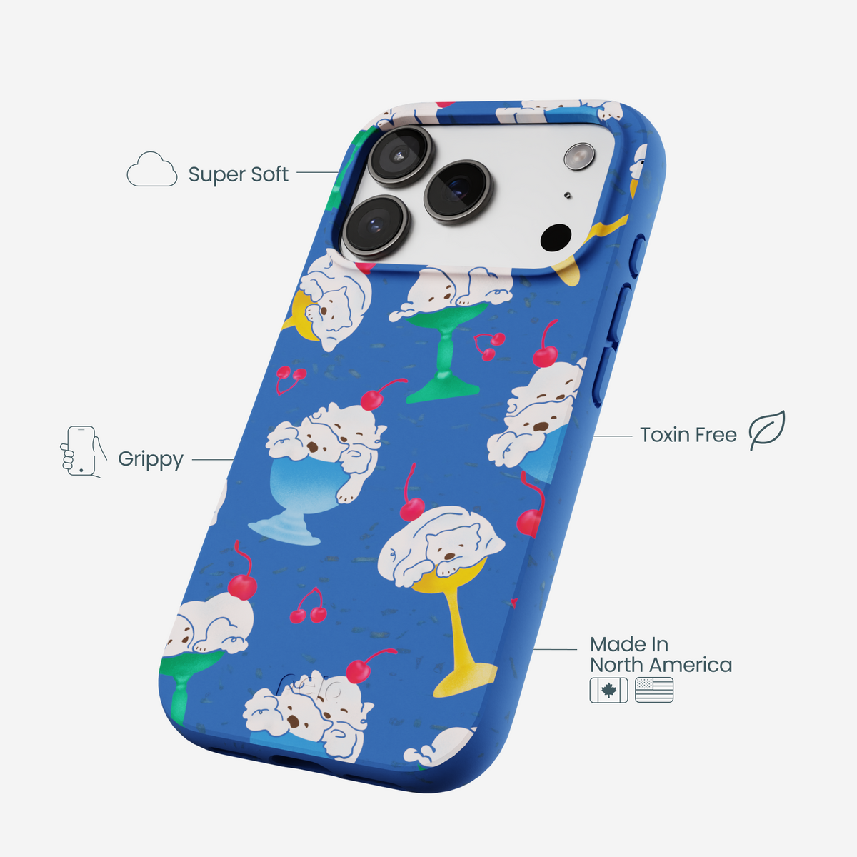 Electric Blue Vanilla Bear iPhone 17 Pro Case
