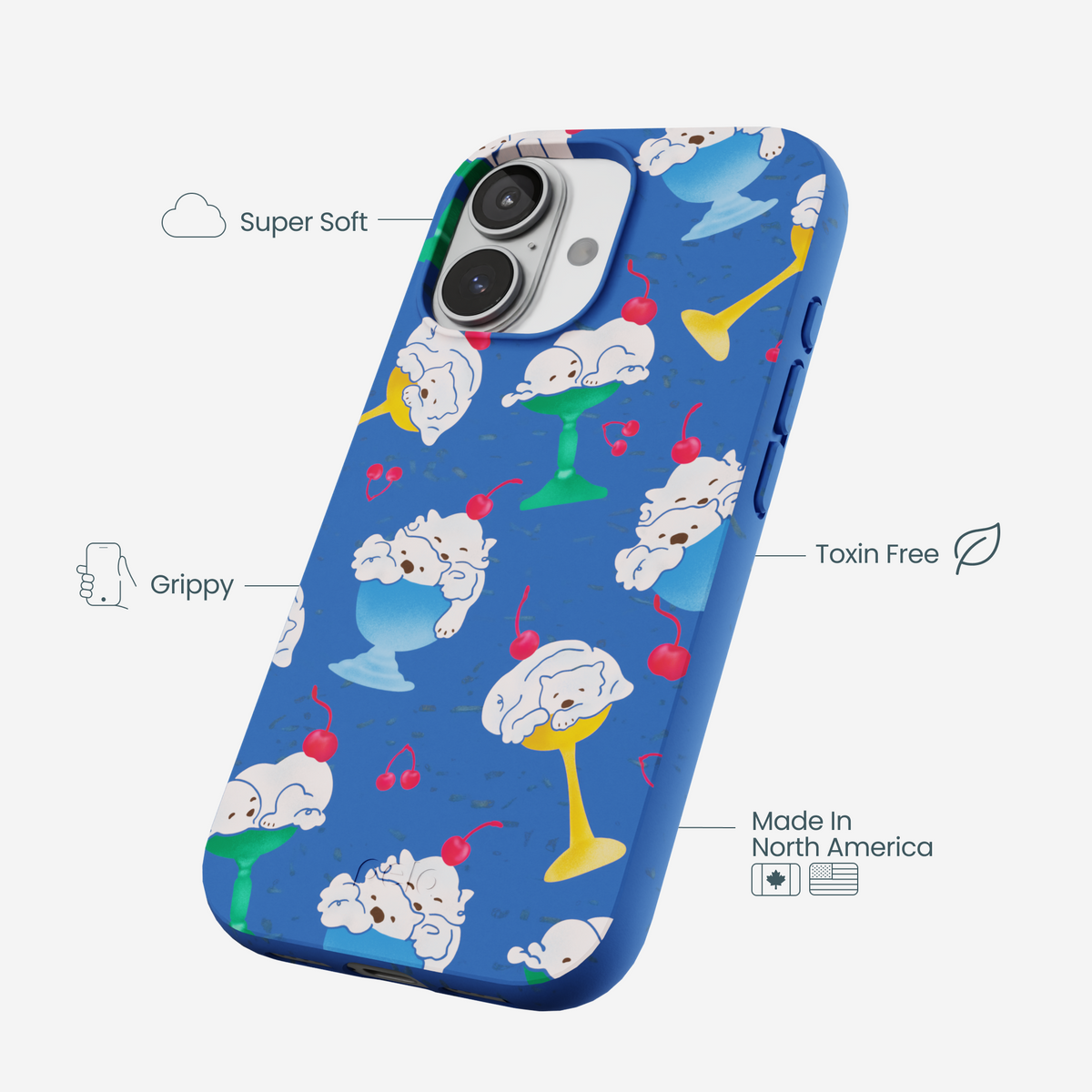 Electric Blue Vanilla Bear iPhone 17 Case