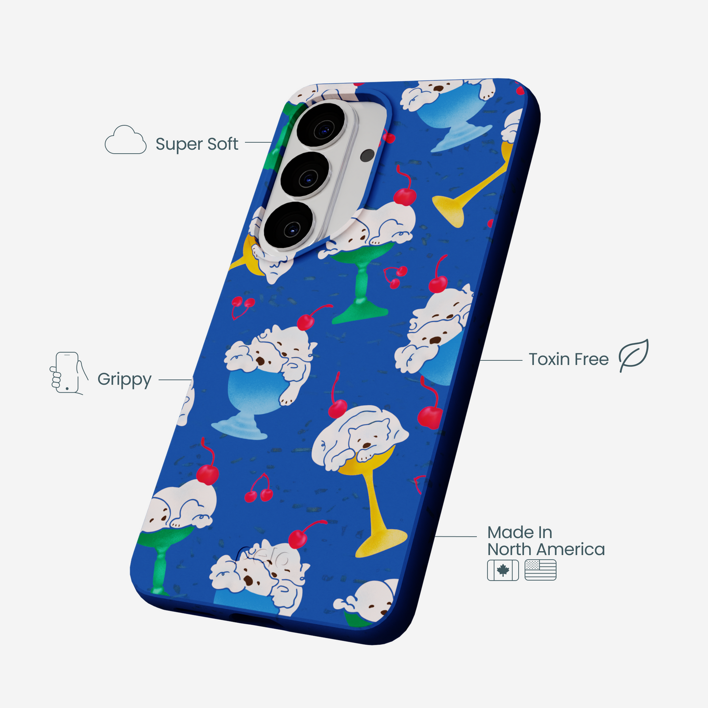 Electric Blue Vanilla Bear Samsung Galaxy S26 Case