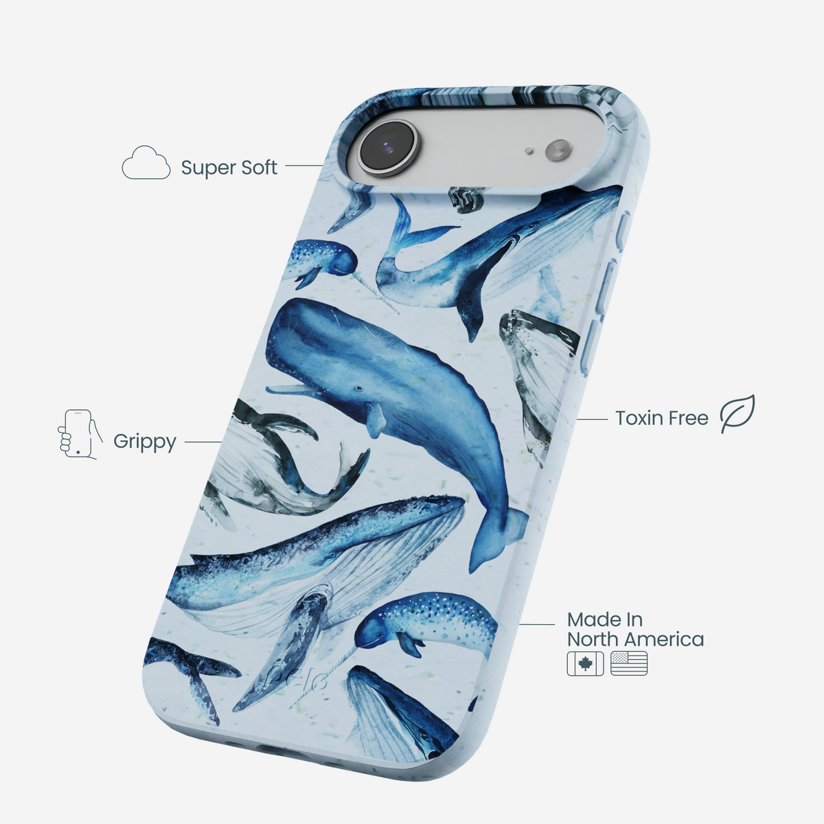 Powder Blue Whales iPhone Air Case