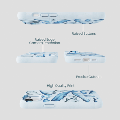 Powder Blue Whales iPhone 16e/17e Case