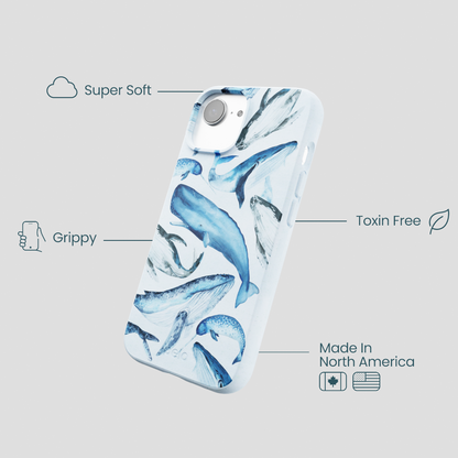 Powder Blue Whales iPhone 16e/17e Case