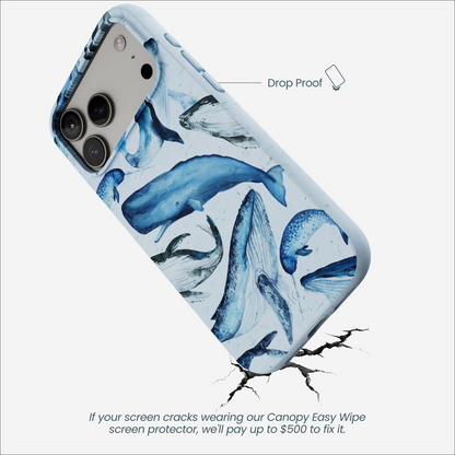 Powder Blue Whales iPhone 17 Pro Max Case