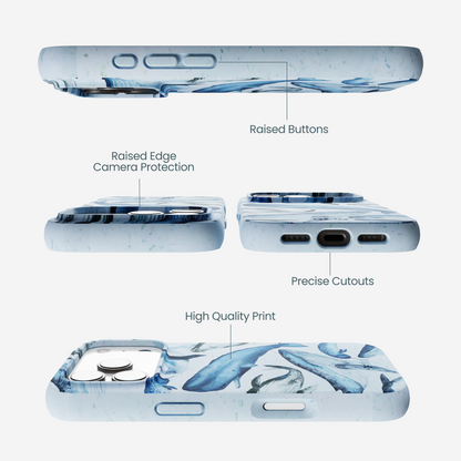 Powder Blue Whales iPhone 17 Pro Case