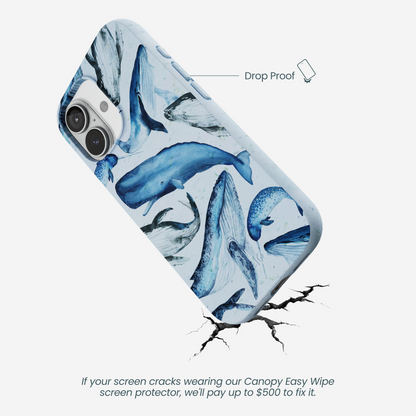Powder Blue Whales iPhone 17 Case