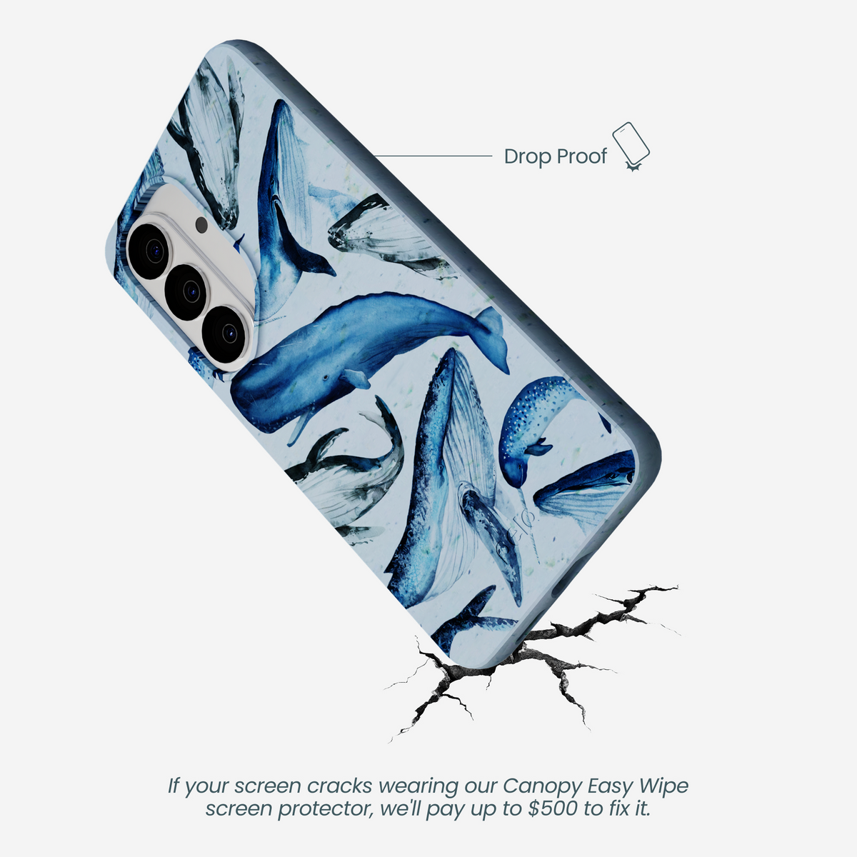 Powder Blue Whales Samsung Galaxy S26 Case