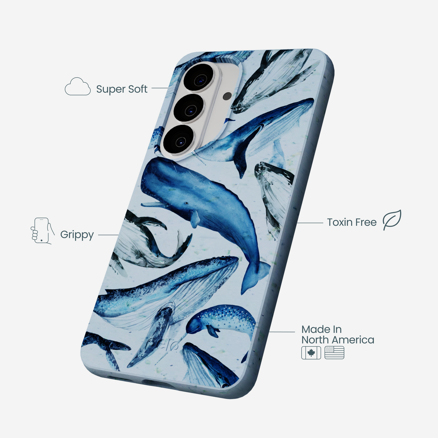 Powder Blue Whales Samsung Galaxy S26 Case