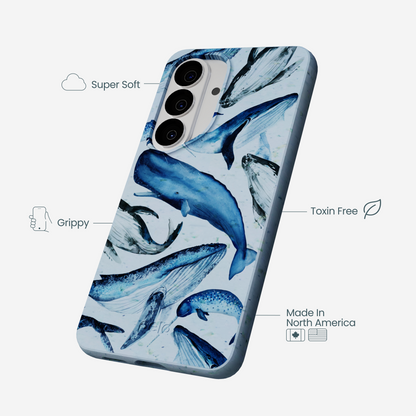 Powder Blue Whales Samsung Galaxy S26 Case