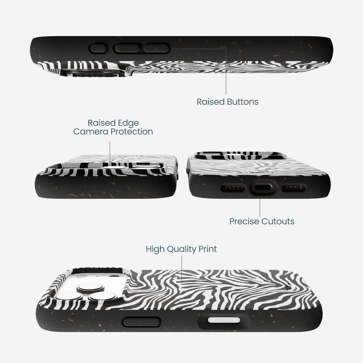 Black Zebra Lines iPhone 17 Pro Case
