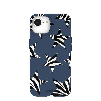 Navy Blue Zebra Stars iPhone 16e/17e Case