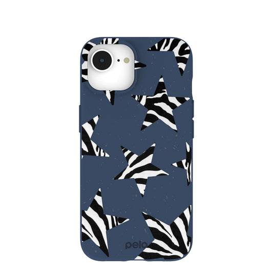 Navy Blue Zebra Stars iPhone 16e/17e Case