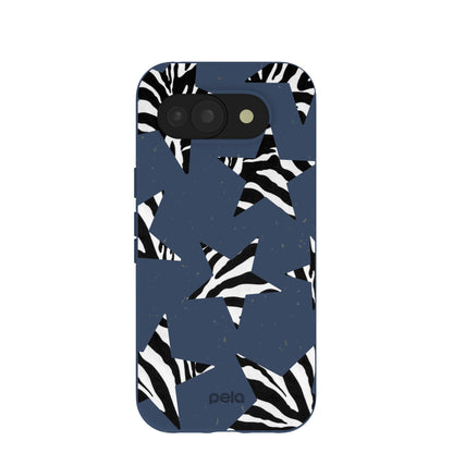 Navy Blue Zebra Stars Google Pixel 10a Case