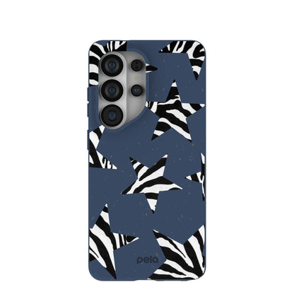 Navy Blue Zebra Stars Samsung Galaxy S26 Ultra Case